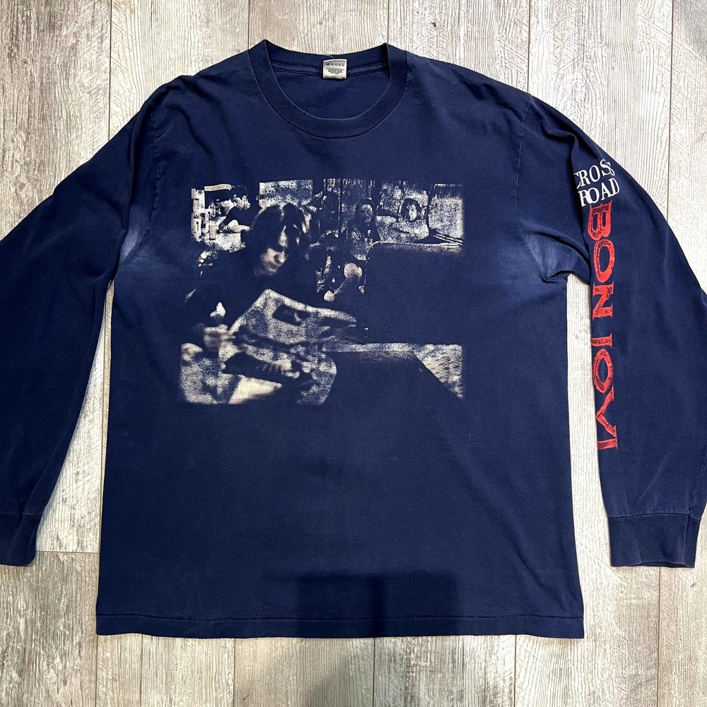 Vintage 90s Bon Jovi Cross Road Long Sleeve T Shirt Band Tee Vintage Size XL
